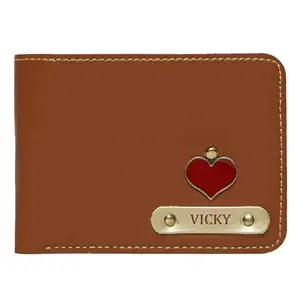 The Unique Gift Studio Customised Men's Leather Wallet - Name & Logo Printed on Wallet - Tan
