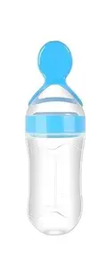 JOYFILLS First Feed Food Feeder with 90ml Capacity for 4M+ Baby, Premium Soft Silicone Food Grade BPA Free for Cereals, Infant, Kids-Assorted.
