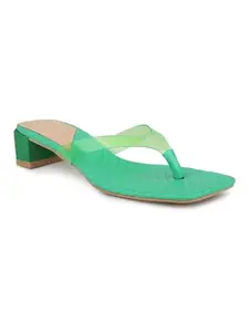 Inc.5 Women Green Transparent Solid Block Heels