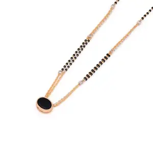 STREE STORE Elegant Imitation Rose Gold Plated Mangalsutra with Black Stone Pendant