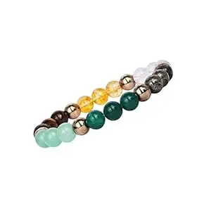 GEMSMANTRA Natural Gemstone 8 mm Bracelet for Men & Women | Stretchable Crystal Beads | Spiritual Meditation Bracelet | Regular & Mahashivratri Energized Variants