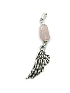 ASTROGHAR Natural Rose Quartz Angel Wing Crystal Pendant For Men And Women