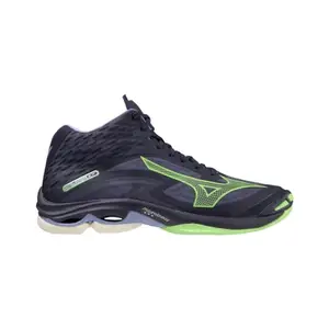 Mizuno Wave LightningZ7 Mid Volleyball Shoes for Men & Woman Ideal for Indoor Games (Badminton, Tennis, Volleyball, Squash, Handball) Volleyball Shoes Evening Blue + Techno Green + Iolite (UK - 12)