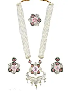 HS Fatio DESTINY TO FASHION Traditional Indian Jewellery Set for Women, Pink, Necklace and Earrings