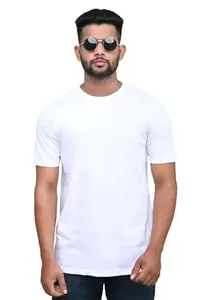 London Moxie White Pure Cotton Regular Fit Round Neck T-Shirt, Ultra Soft, Half Sleeves | Round Collar & Plain Comfort Fit T-Shirt for Mens S