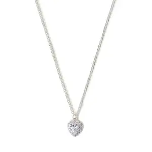 Accessorize London Women Sterling Silver-Plated Diamante Heart Pendant Necklace