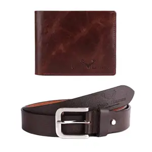 URBAN LEATHER Rakhi Gift Set for Brother - Genuine Leather Brown Wallet and Belt and Rakhi Gift Set for Brother