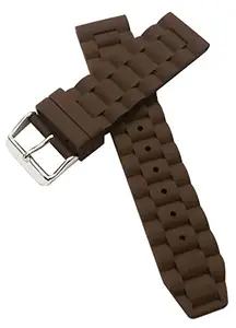 Ewatchaccessories 22mm Silicone Rubber Watch Band Strap Fits GMT 11255 SIGTURE II 19798 Brown Pin Buckle
