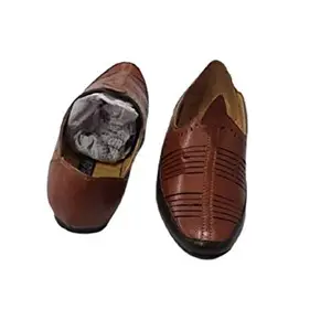 IDR Footwear Light Brown Latest Stylist Casual Mojari/Nagra Shoes for Men Pair Of 2 Size-6