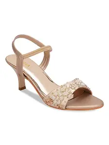 ROCIA Gold Women Embroidered Sandals