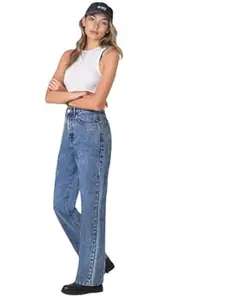 KOTTY Women’s High Waist Denim Jeans | Straight, Relaxed & Wide Leg Fit | Light Blue, Dark Blue & Black | Casual Regular Length Fashion Wear