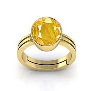 TODANI JEMS 10.25 Ratti Untreatet A+ Quality Natural Yellow Sapphire Pukhraj Gemstone Gold Plated Ring for Women's and Men's (Lab Certified)