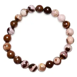 RRJEWELZ Natural Brown Jasper 8mm Round Shape Smooth Cut Beads 8 Inch Stretchable Bracelet For Men & Women. Unisex Bracelet For Healing, Meditation, Prosperity, Gift & Luck|STBR_RR_10765_8.0