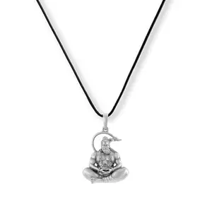 A A AKSHAT SAPPHIRE Sterling Silver (92.5% purity) God Hanuman Ji Locket with Black Thread for Men & Women Pure Silver Lord Bajrang Bali Pendant | Rakhi Gift for Sister or Brother