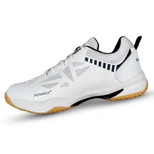Prokick Power Plus Non Marking Badminton Shoes | Lightweight & Durable Badminton Shoes | Also Perfect for Squash, Table Tennis, Volleyball, Basketball & Indoor Sports, White - 2 UK