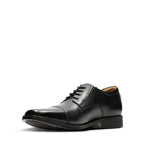 Clarks Men's Tilden Cap Black Leather Formal Shoes - 9 UK