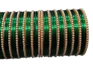 Shuhag Glass Womens Bangles Set (Green, 2.8)