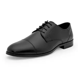 Red Tape Formal Leather Shoes for Men | Real Leather Shoes with Low-Cut Pattern Black