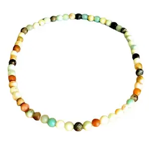 LKBEADS Natural Multi Amazonite 4mm Round Shape Smooth Cut Beads 8 inch Stretchable Bracelet for Men & Women.|STBR_06089_8.0