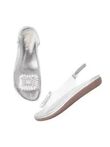 Shoetopia Women's Girls-SND-154 Flat Sandal-8 Kids UK (Girls-SND-154-Silver)-EU41