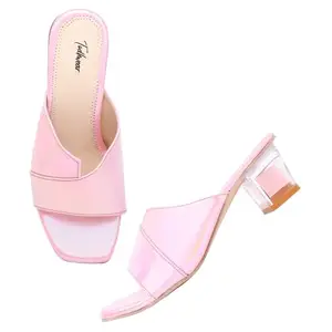 Todhwear Women Transparent block heel Fashion Casual Open Toe Shoes (Pink, 4)