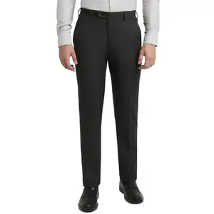 Raymond Men Contemporary Fit Structure Pattern Poly Wool Blend Flat Front Formal Trouser (Size: 32)-RMTX05646-G8 Dark Grey