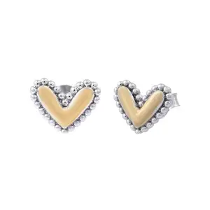 VOYLLA Endless Love DuoGleam Little Heart Sterling Silver Stud Earrings For Women|Chic|Premium Silver|Party|Cocktail|Western|Gift For Women & Girls
