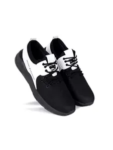 AADI Men's Black & White Mesh Running Sports Shoes