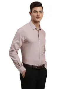 Turtle Men Light Mauve Regular Fit Printed Pure Cotton Formal Shirt