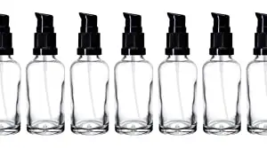 nsb herbals 30 ML Clear/Transparent Round Empty Glass Bottle With Lotion Pump & Black Cap For Essential Oils, DIY Skin Care, Cosmetics, Multipurpose Bottle (Pack of 6)