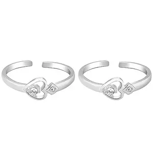 GIVA 925 Silver Sparkling Heart Toe Rings| Toe Rings for Women and Girls | With Certificate of Authenticity and 925 Stamp | 6 Month Warranty*