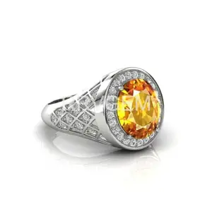 RRVGEM Citrine ring 11.25 Ratti Silver Plated Ring Handcrafted Finger Ring With Beautifull Stone sunela ring for Men & Women Jewellery Collectible