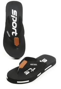 TOMSY CHOICE SPORTS Men's soft Slippers Flip Flops Clogs Crocks in exciting color for Daily Use, Size 7 (Black)