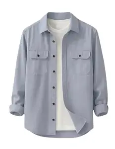 Afflatus Men’s Premium Casual Shirt with Flap Pockets | Slim Fit Stylish Cotton Blend Casual Wear Full Sleeve Shirt