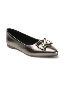 ICONICS Women's Slip On Ballerinas Colour-Gunmetal, Size-UK 8