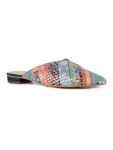 Inc.5 Women Navy Blue Casual Printed Pointed Toe Slip-On Flats