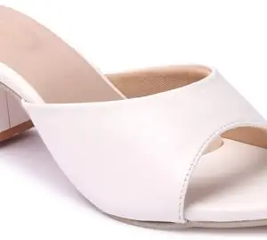 Picktoes SC-R-374 Women's White Synthetic Leather Casual Heel Sandal