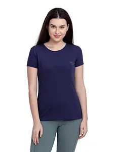 Maysixty Womens Solid Navy Blue T-Shirt | Premium Cotton/Elastane Loungewear Half Sleeves T-Shirt