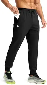 CB-COLEBROOK Men's Fleece Joggers with Zipper Pockets Solid TreckPants Water Resistant Athletic Workout Gym Sweatpants for Men