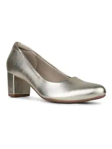 Inc.5 Womens Golden Party Wear Solid Pointed Toe Heels