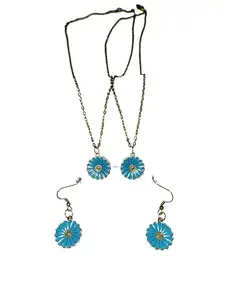 PACK OF 2 SKYBLUE DAISY PENDANT WITH EARINGS