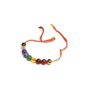 Arka Surya Crystals Seven Chakra Crystals Rakhi for Harmonize Your Energy and Strengthen Bonds (ASC_Golden_Damru)