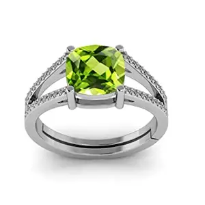 LMDLACHAMA 4.25 Ratti 3.50 Carat Natural Peridot Cubic Z 8 mm Cushion Silver Adjustable Rings For Women's