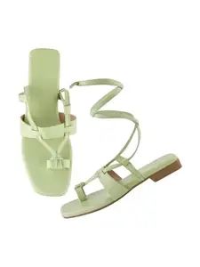 TRYME Comfortable & Trendy Elegant Fashionable Lace-up Flat Sandals For Women & Girls