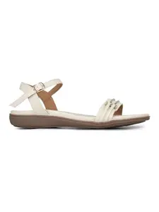 Inc.5 Womens Cream Solid Round Toe Wedge Heels Sandals