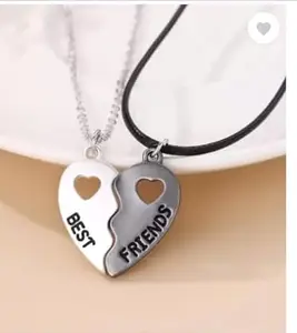 Shobhram Bff Friendship Metal Necklace For 2 - Best Friend Necklaces Bff Gifts For 2 Matching Heart Best Friends Forever Pendant Necklaces Set