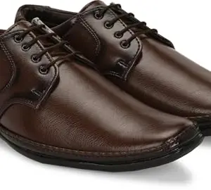 LAUREL FASHION FEVER Men's Formal Shoes | Synthetic Leather Upper | TPR Sole | Stylish & Comfortable Lace-Up Oxford for Office (CD-2003-GOAT-BRN-6) Brown