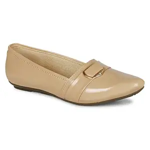 Footshez Women's Patent Leather Casual & Party Bellies Beige