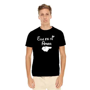 TheYaYaCafe Yaya Cafe� Valentine Gifts for Boyfriend Husband T-Shirt Ella ES Mi Amor My Love Spanish Mens 100% Cotton Printed Black - Medium