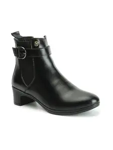 ELLE Decoration Elle Women's Fashionable Buckle Boots Colour-Black, Size-UK 3